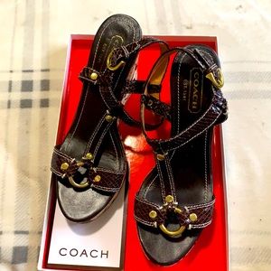 Coach Brown signature Mary Alice wedge, size 6.5, color brown, slightly used